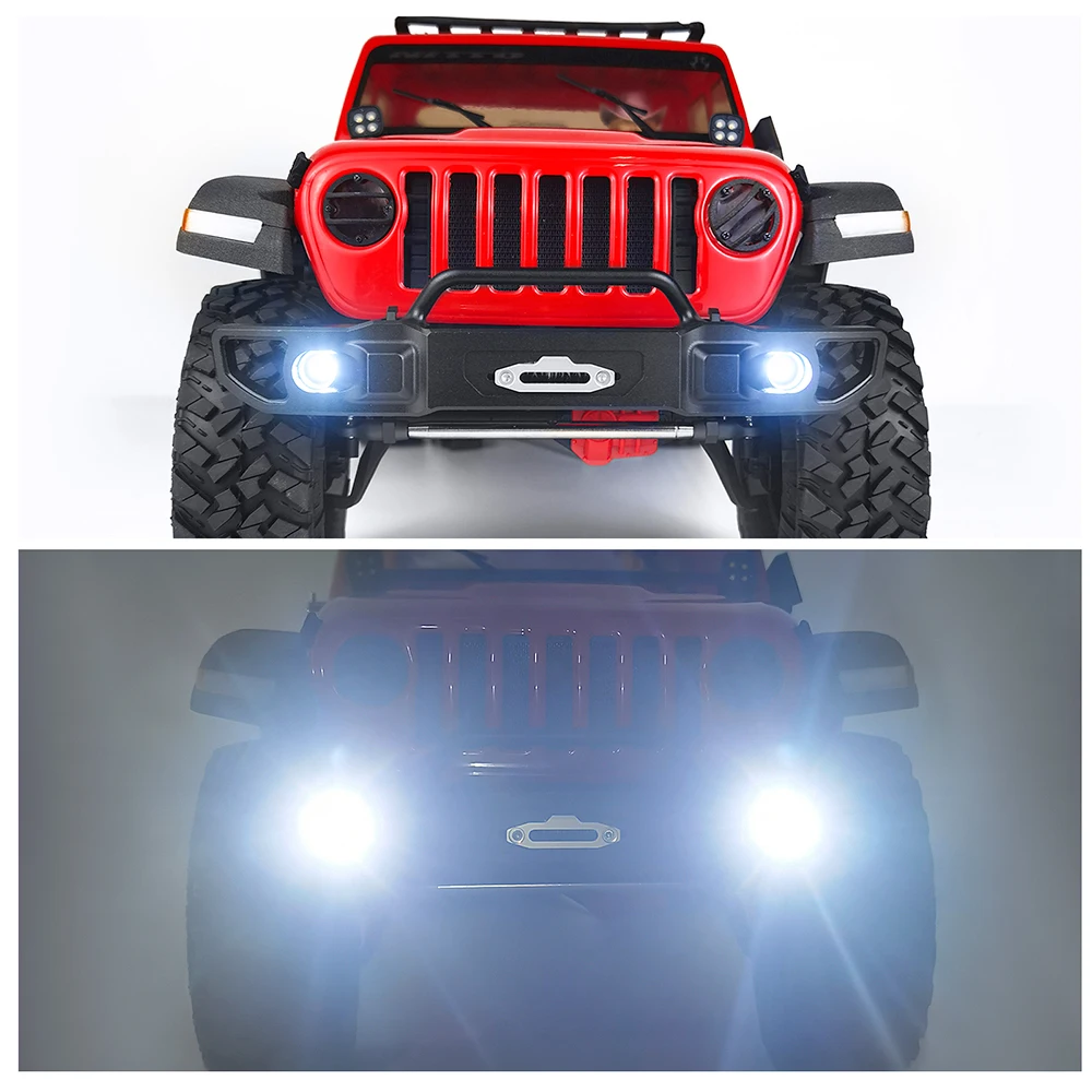 YEAHRUN Front Rear Bumper with LED Light for 1/10 RC Crawler Car Axial SCX10 III AXI03006 AXI03007 Wrangler Jeep Gladiator Parts