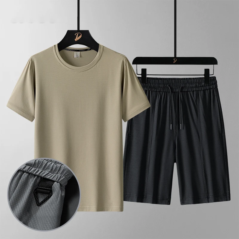 Fashion Loose Elastic Waist Pockets All-match Bandage Men's Sets 2024 Men Clothing Summer New Oversized Solid Color Casual Sets