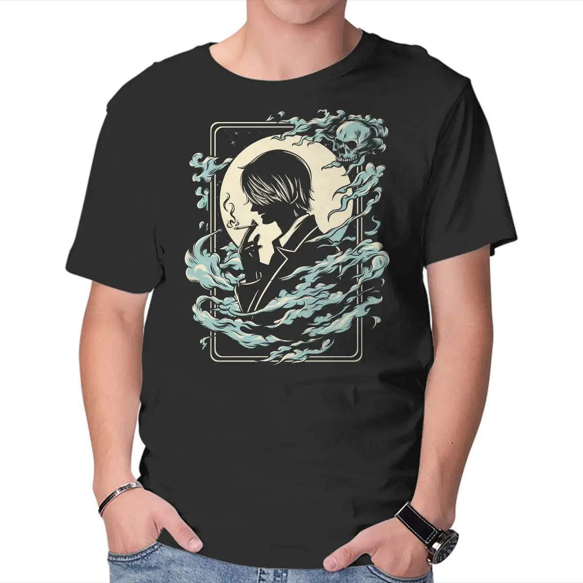 Smoking  Crew Anime Graphic T-shirts For Men Clothing Women Short Sleeve Tees Vintage High Quality 100%Cotton