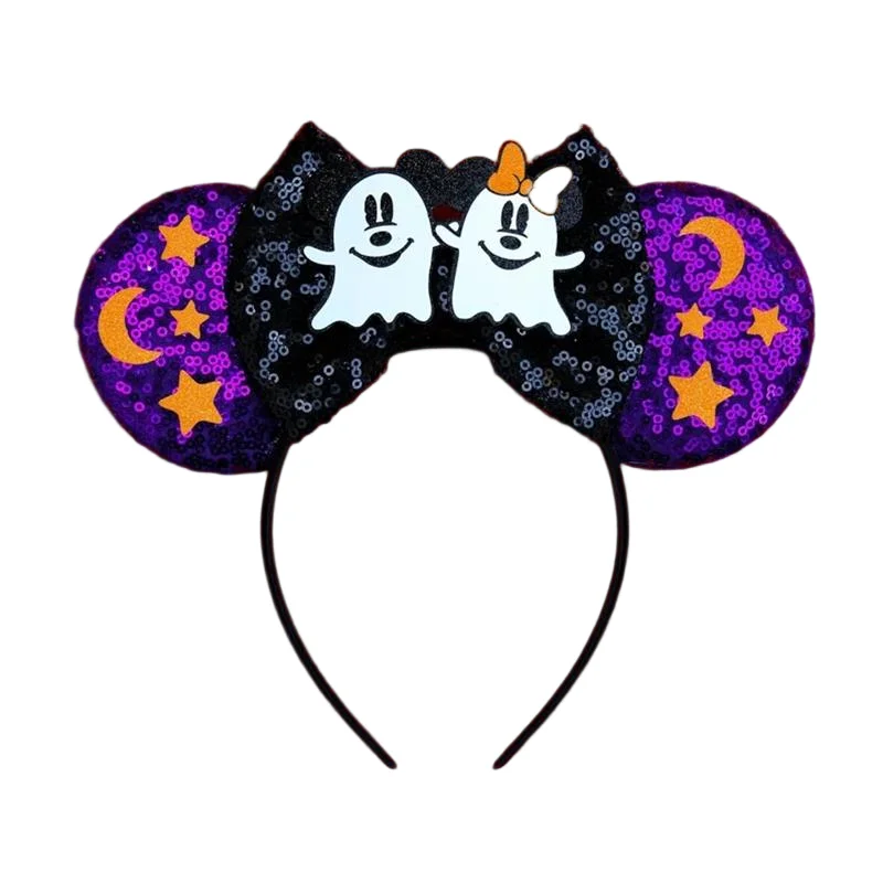 Universal Hair Accessories for Girl Minnie Mouse Ears Headbands Christmas Adult Kids Kawaii Sequin Bows Girl Party Hairband Gift