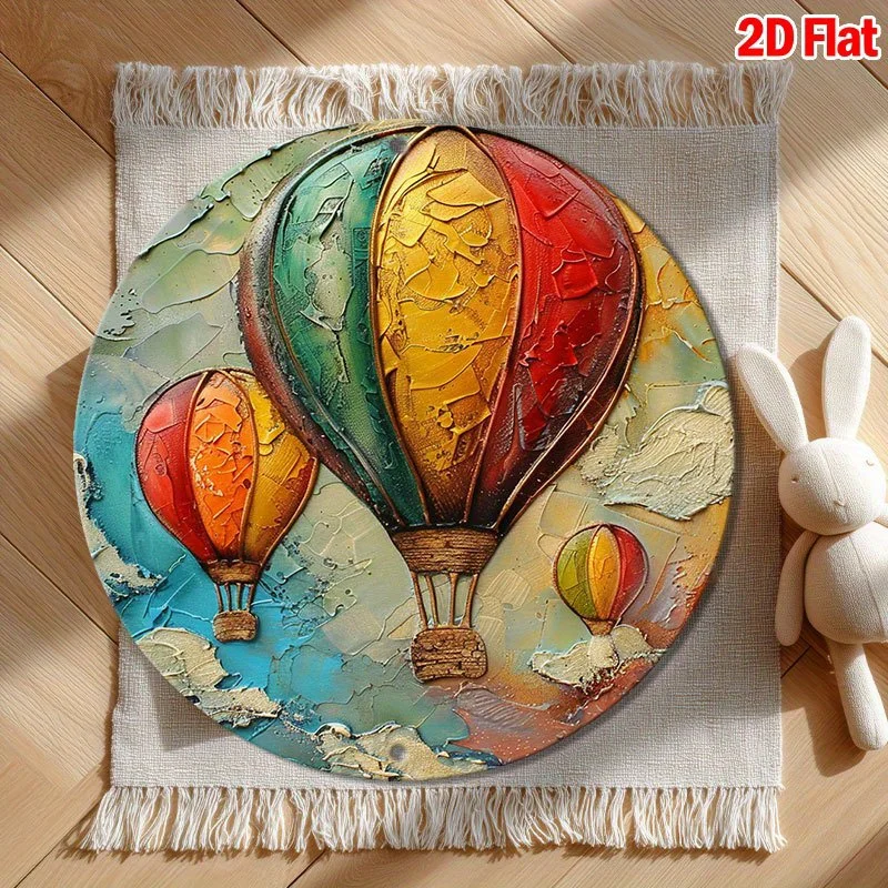 Colorful Hot Air Balloon Tin Sign 8x8 Inch, Vintage Metal Wall Decor for Kitchen Bedroom Farmhouse