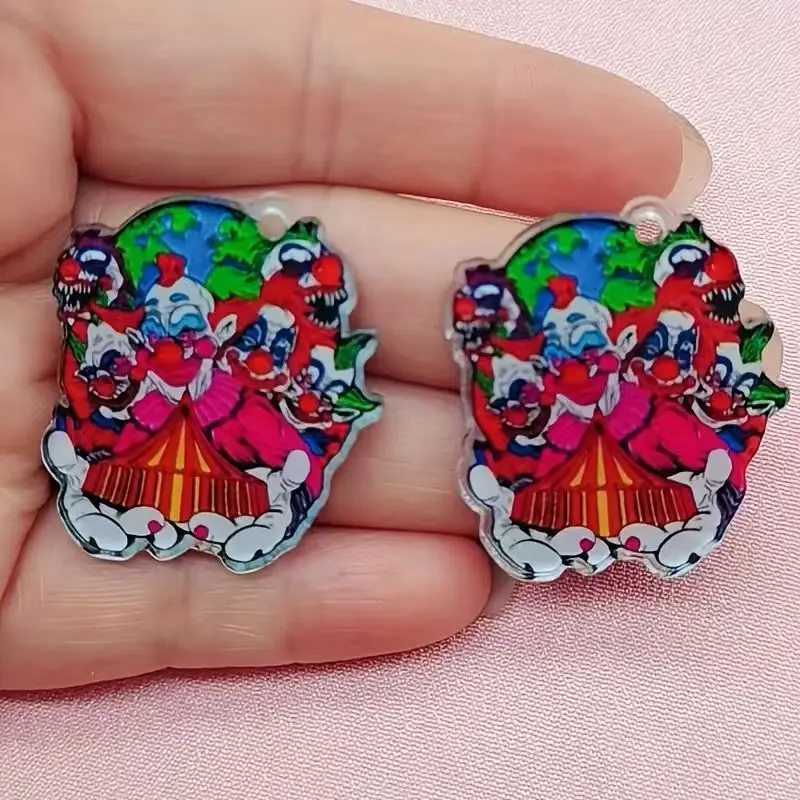 10pcs acrylic cartoon clown pendant, DIY jewelry making earrings necklace keychain accessories