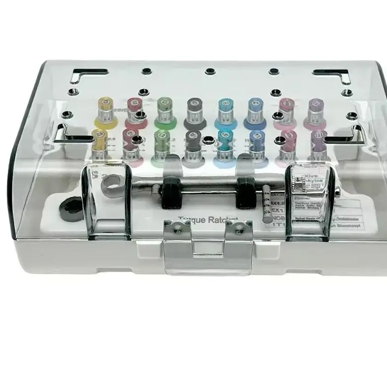 

Set Dental Implant Tool Kit Screwdriver Universal Hand Driver with Autoclavable Box Dental Torque Wrench Prosthetic Kit