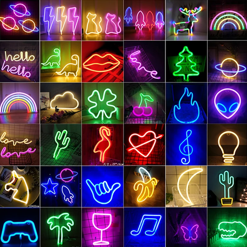 Nice Hot LED Neon Light Sign Wall Art Hanging Night Lamp Xmas Birthday Gift Wedding Party Game Room Desk Lighting Home Decor