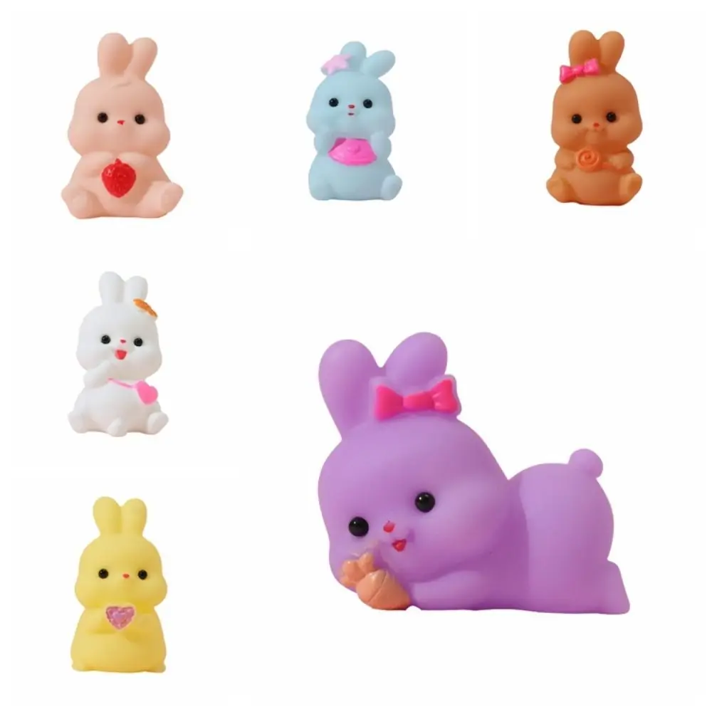 6 unids/set conejo para apretar juguetes decorados PVC conejito de Pascua Fidget estiramiento exprimidor Animal de dibujos animados conejo juguete de rebote lento