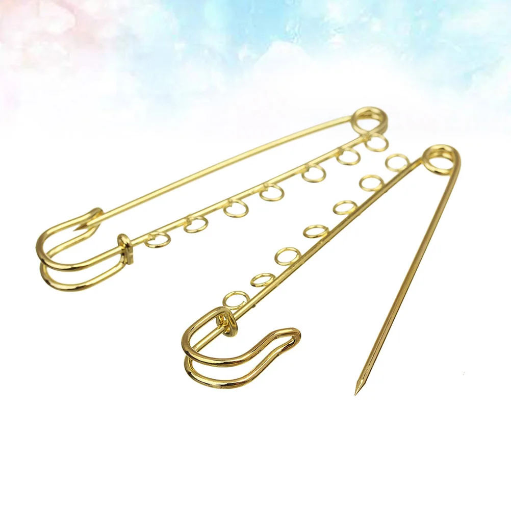 

10Pcs Heavy Duty Brooch Pins Fine Craftsmanship Metal Spring Pin with 7 Welding Holes for Scarf Sweater Clasp Golden