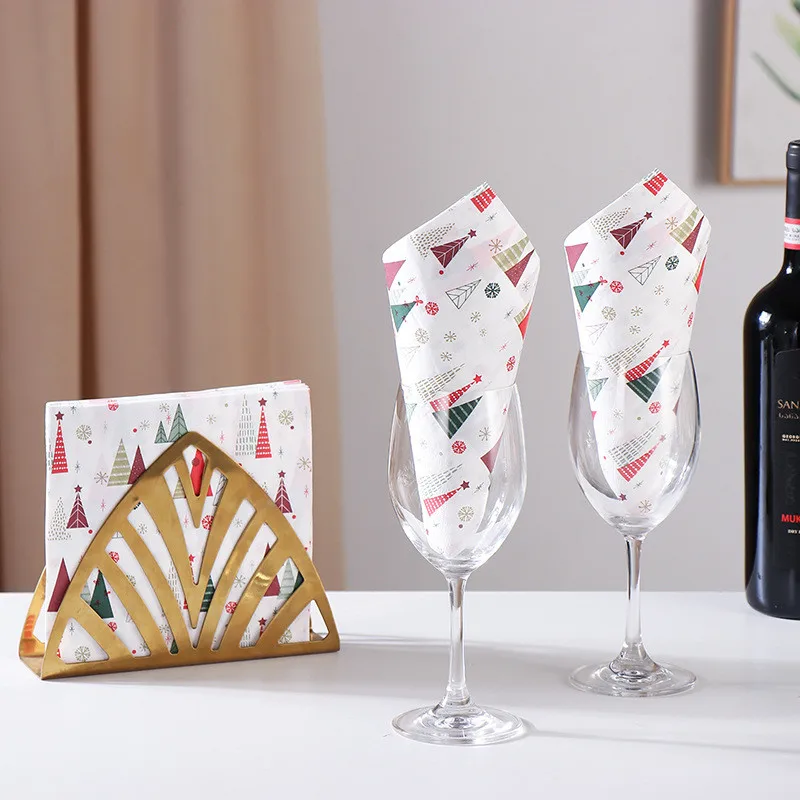 20Pcs/pack Christmas Series Printed Paper Disposable Tableware Sqaure Napkin Tissues Xmas Party Decoration