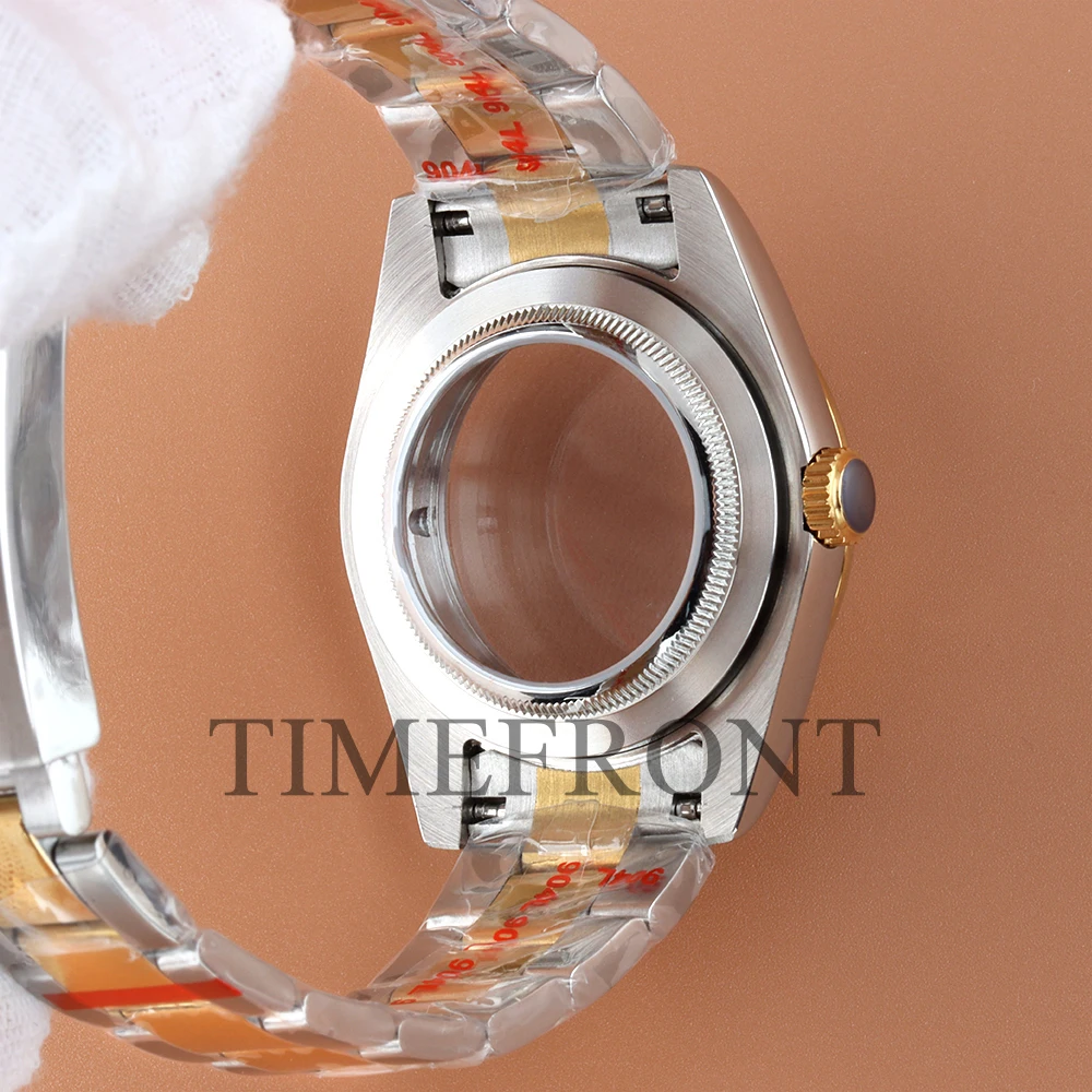 Gold/Rose Gold Silver 36mm/39mm Flat Edge Watch Case Stainless Steel Fit NH35 NH36 Movement Jubilee/Oyster Strap Watch Parts