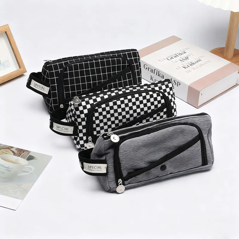 

Простой и стильный пенал большой вместимости для мальчиков и девочек, школьный пенал, сумка для канцелярских принадлежностей.