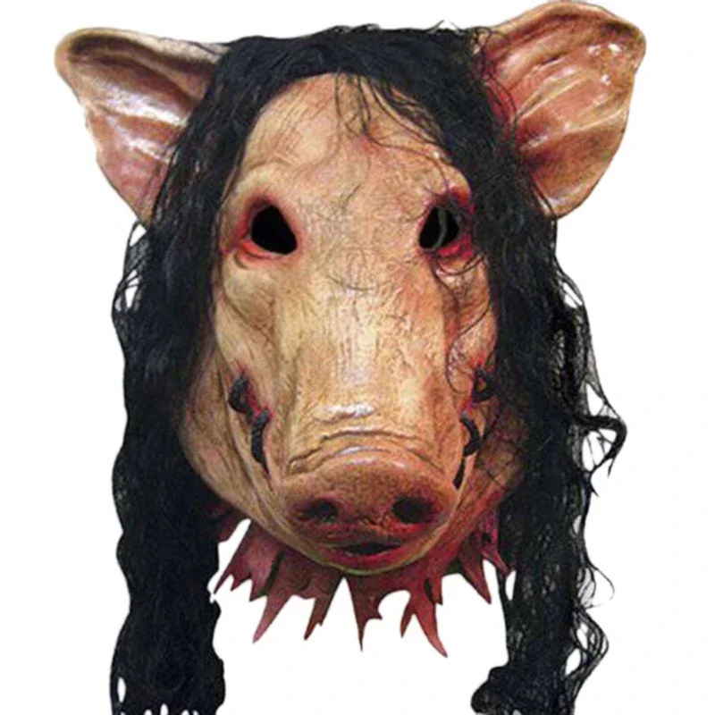 Halloween Scary Saw Pig Head Mask Cosplay Party Horrible Animal Masks Full Face Latex Mask Halloween Party Decoration Latex Prop