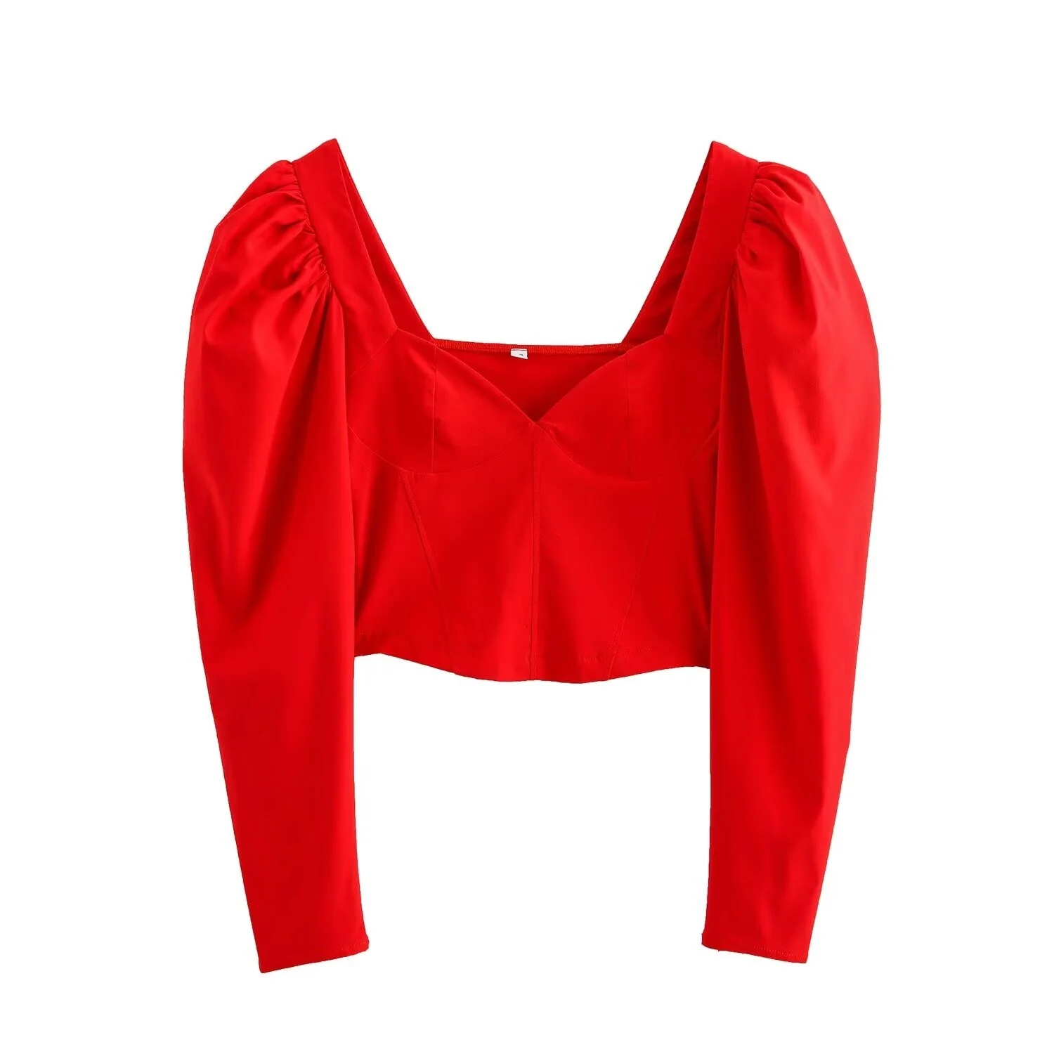 Eleganckie damskie spódnice z dekoltem w kształcie serca, bufiaste rękawy, włókno poliestrowe, długie rękawy, spódnice dla dziewcząt, europejski styl, regularny krój, cienkie.