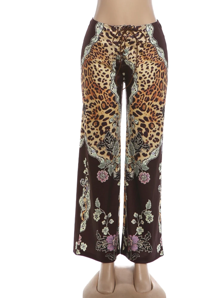 Weird Puss Fashion Hose mit Leoparden-Blumenmuster für Damen, Hottie-Trend, Kordelzug, Mitternachtsparty, Streetwear, Herbst, schicke Alltagsunterhose – Detail 3