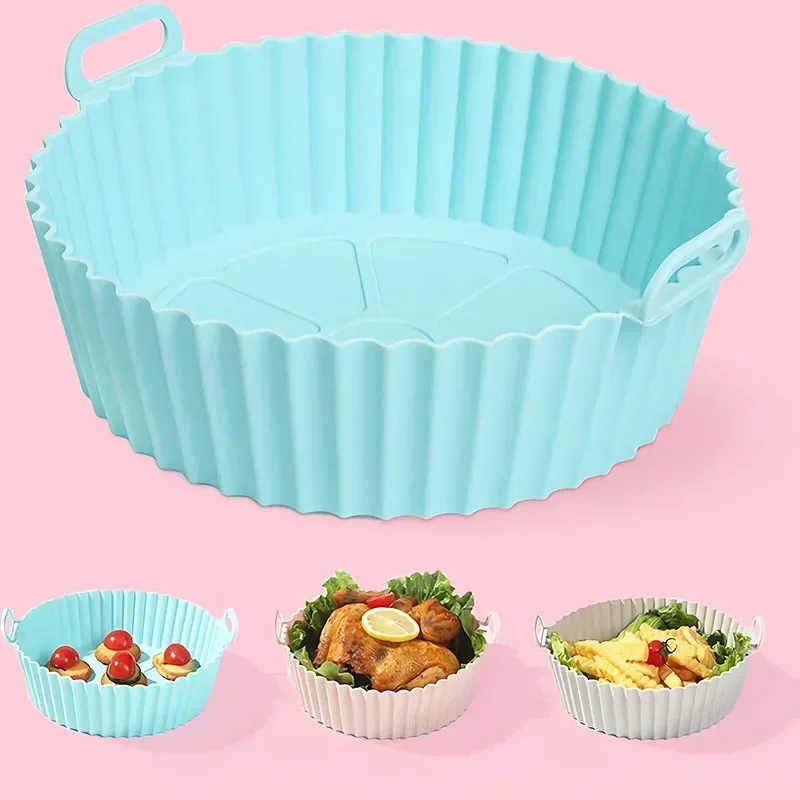 

Airfryer Silicone Basket Reusable Oven Baking Tray Silicone Mold for Air Fryer Pizza Fried Chicken Basket Air Fryer Accessories