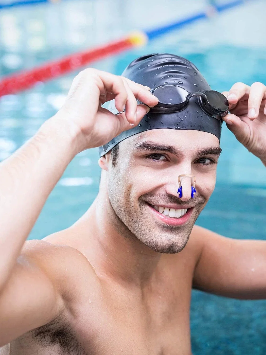 18개 수영 코 클립, 방수 실리카 젤이 포함된 실리콘 수영 코 플러그