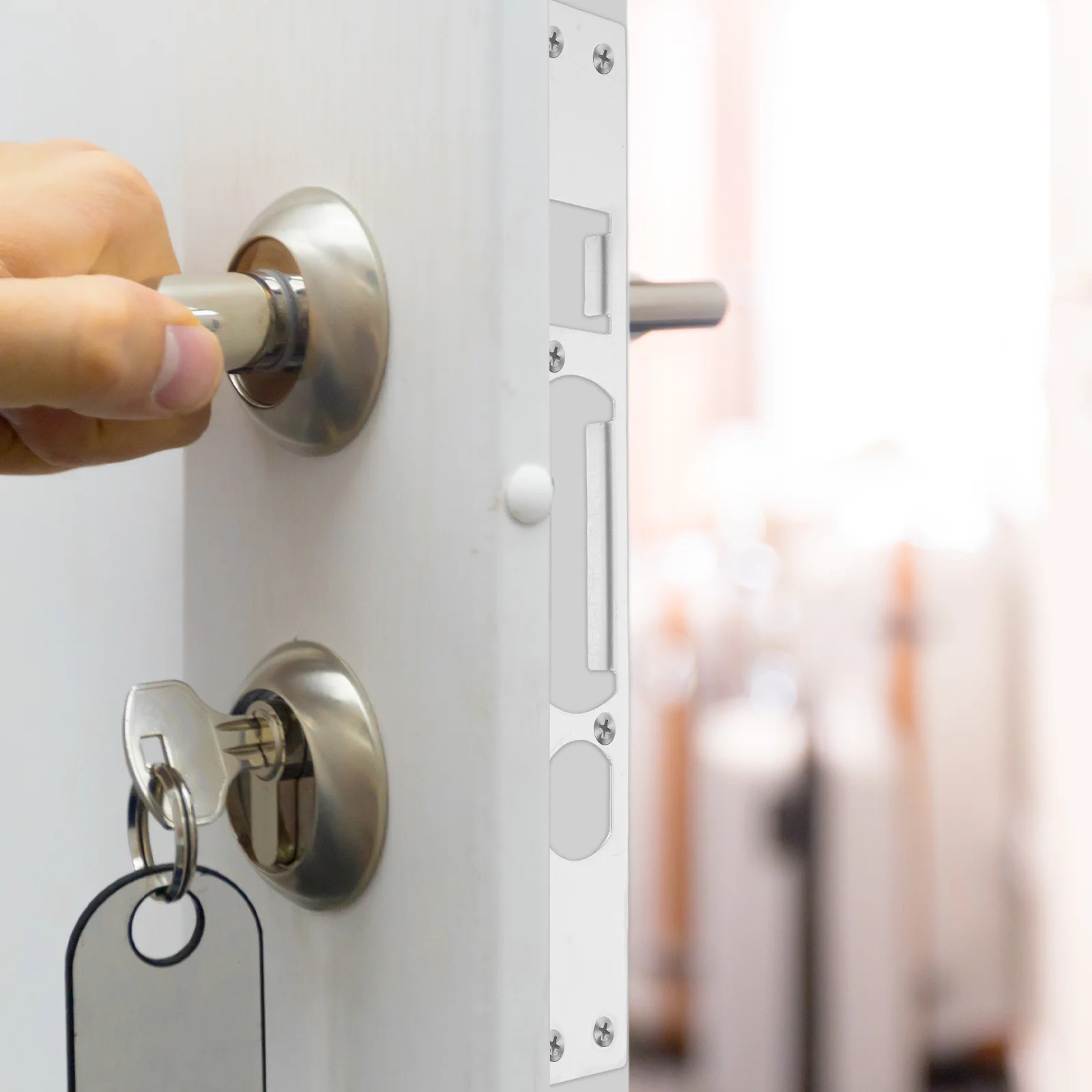 

2pcs Anti theft Lock Body Reinforced Strike Plate Security Stainless Steel Metal Door Plate Front Door Reinforcement Deadbolt