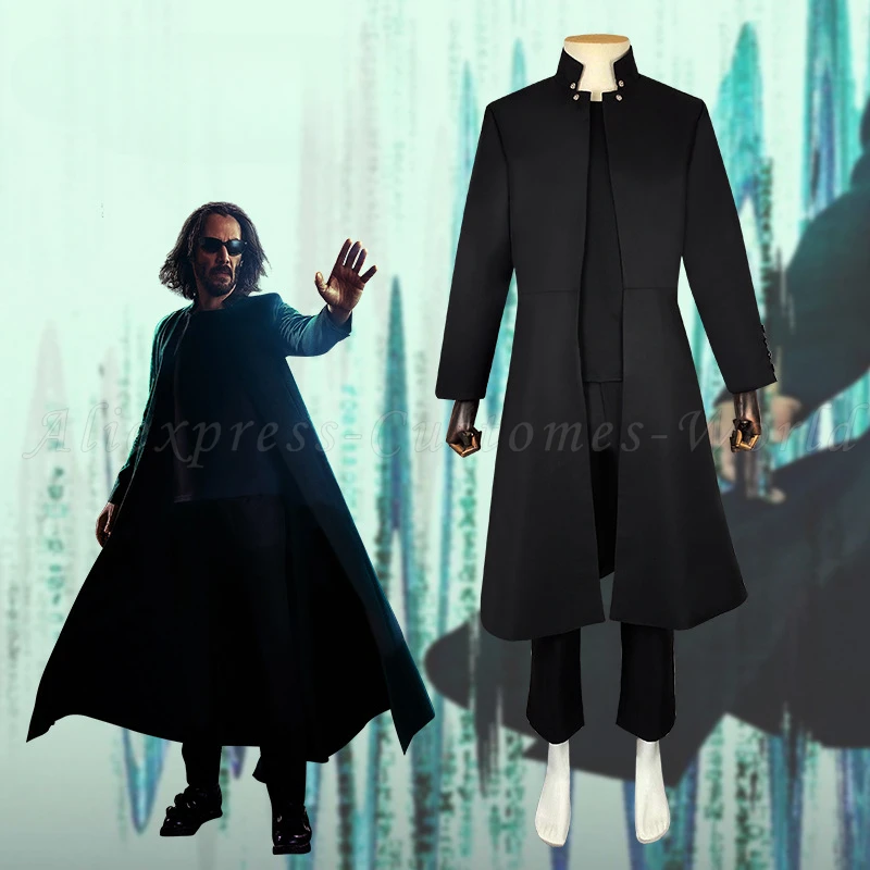 Anime TV Staredge Matrix Reboot Neo Cosplay Costumes Suit Men Cosplay Trench Coat Full Set Trench Coat T-shirt Pants Sunglasses