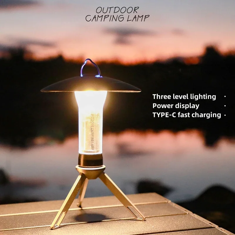 Portable Camping Light with Magnetic USB Rechargeable Camping Lantern Outdoor Led Flashlight Tent Camp Supplies