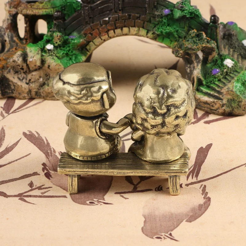 Brass Ornaments Growing Old Together Warm Golden Wedding Qixi Valentine'S Day Couple Gifts Bedroom Desk Pet Crafts Wholesale