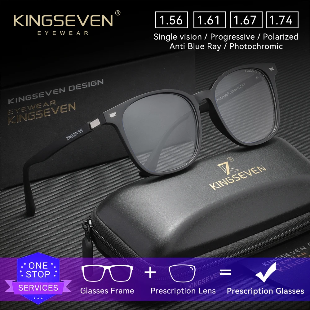 

KINGSEVEN модные анти-синие очки в большой оправе, оптические линзы по рецепту, близорукость, дальнозоркость, мужские и женские очки для чтения