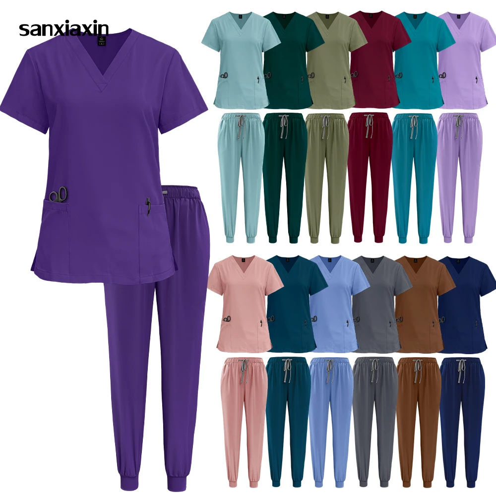 NEW Nurse Uniform Woman Hospital Doctor Tops Nursing Pants Unisex Medical Uniforms Beauty SPA Work Clothes Surgical Uniforms Set