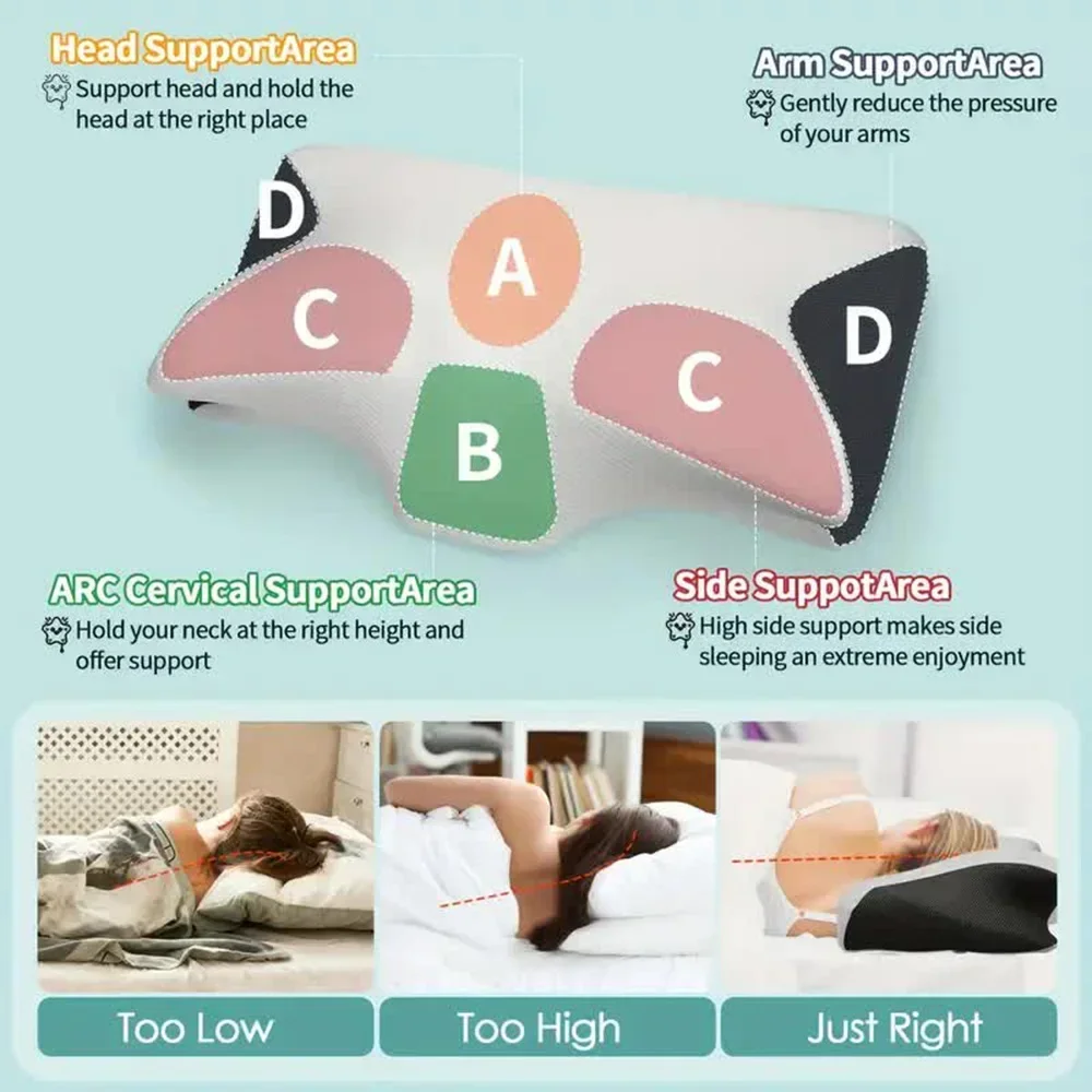Butterfly Sleep Memory Neck Pillow Slow Rebound Comfortable Memory Foam Sleep Pillow Cervical Orthopedic Neck Massage Bed Pillow view 3