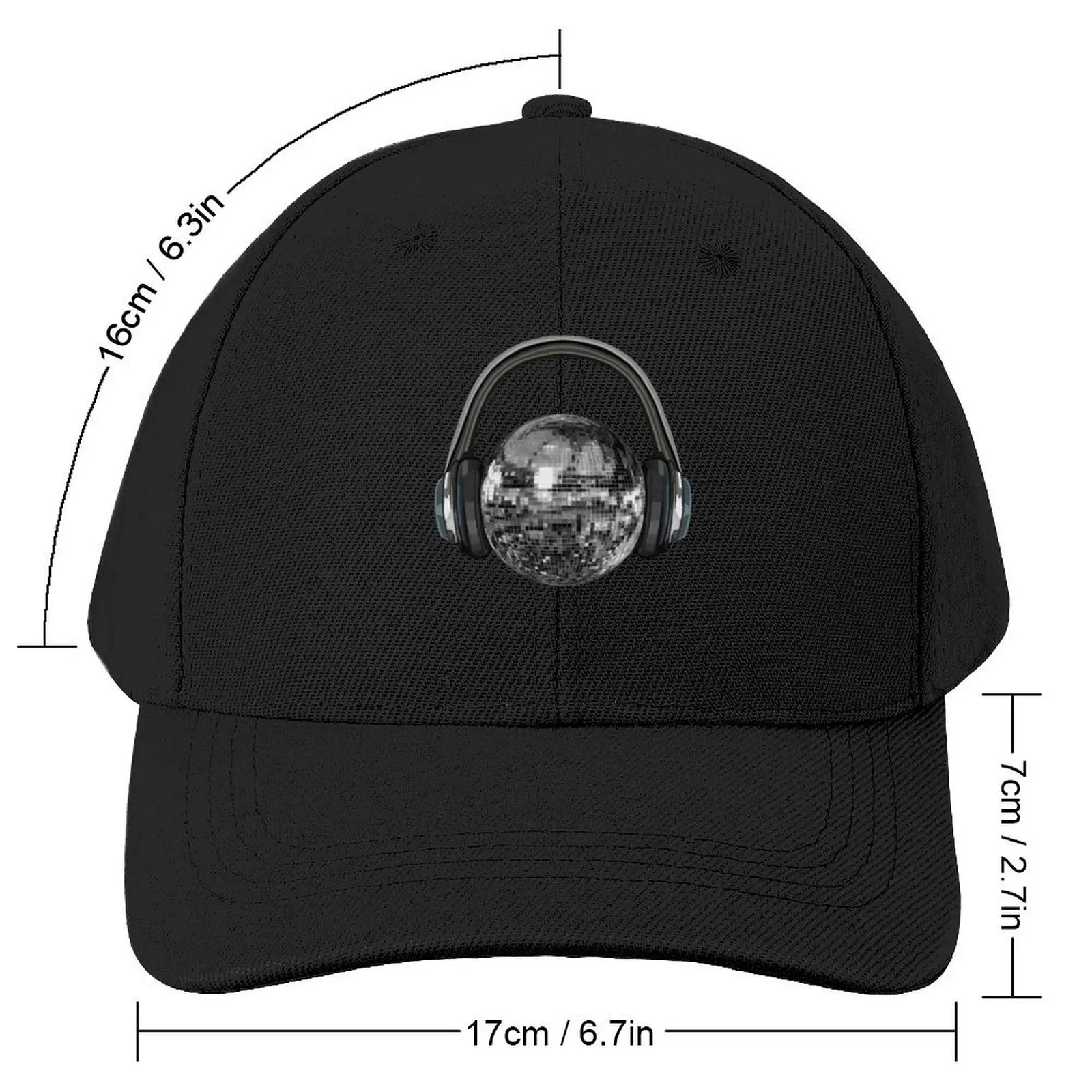 Silver Disco Ball with Headphones Baseball Cap Rave Golf Cap Women's Golf Wear Men's