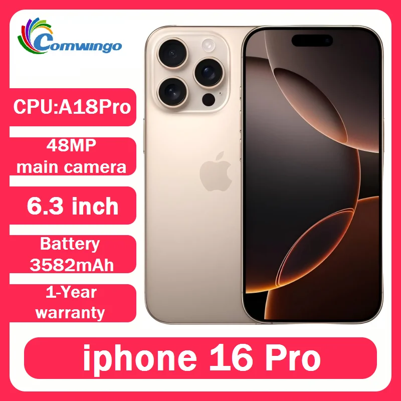 هاتف iPhone 16 Pro الأصلي مقاس 6.3 بوصة Super Retina XDR OLED 8GB RAM 128/256GB معرف الوجه A18pro 5G هاتف محمول 97% جديد Apple 16pro هاتف ذكي #1