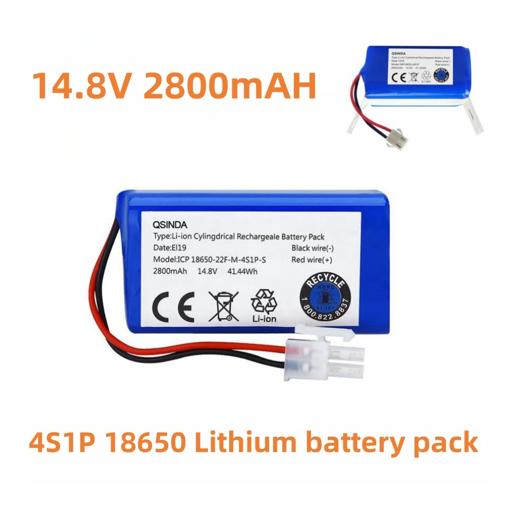 14.8 V 2800mAh 4S 1P 18650 Lithium Batterie Pack 68.4x36.9x36.9mm (4 Pieces 2600mAh Rechargeable Li-ion Batteries) For N9S Etc.