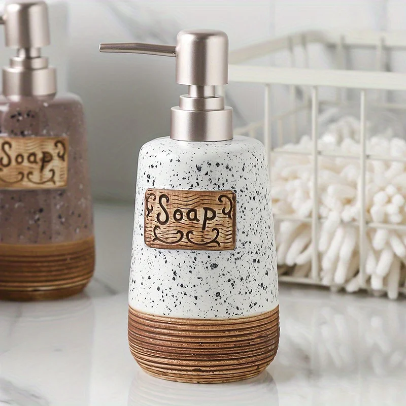 1pc 400ml Lotion Bottle-Frosting Ceramic Portable Soap Dispenser Shampoo Bottle Hand Sanitizer Jar Bathroom Supplies