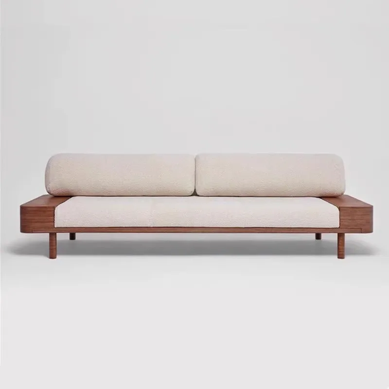 Nordic simple living room solid wood sofa, casual double triple sofa