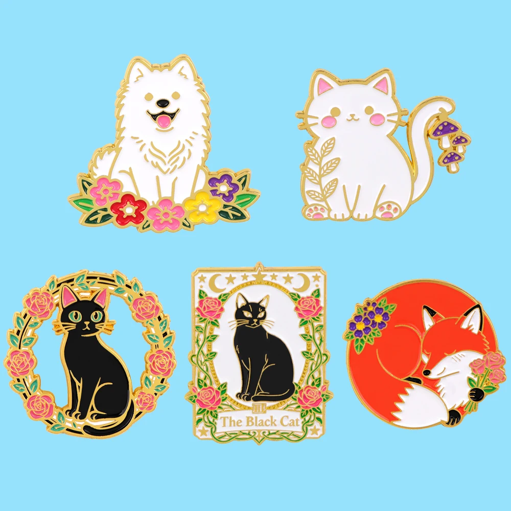Cartoon Fox Lapel Pins for Backpack Soft Enamel Pin Men Women Badges Cats Brooch for Clothes Fashion Accessories Gifts