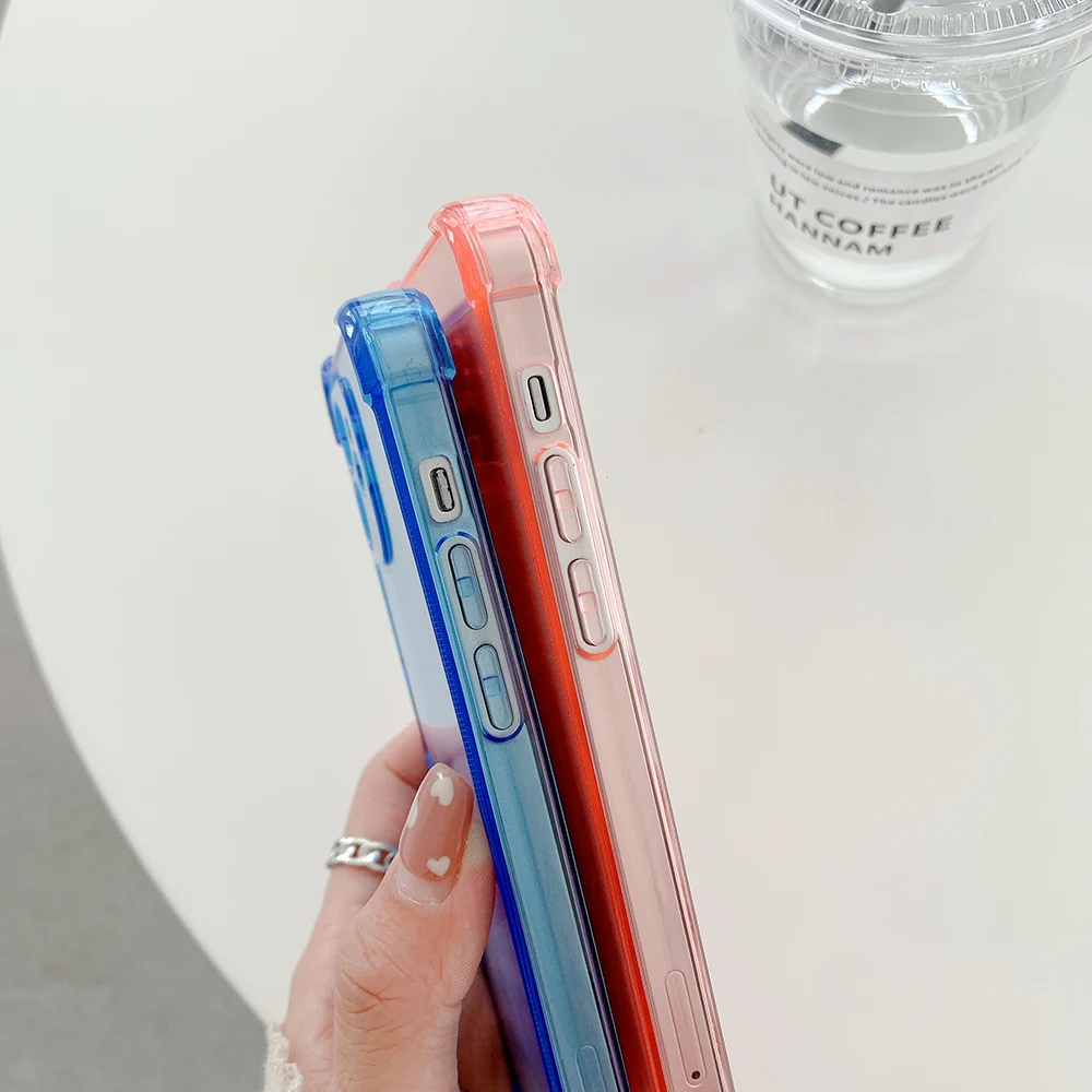 Luxury Clear Silicone Soft Case For iPhone 14 13 12 Mini 11 Pro XS Max X XR SE 2022 7 8 Plus Candy Color Transparent Back Cover