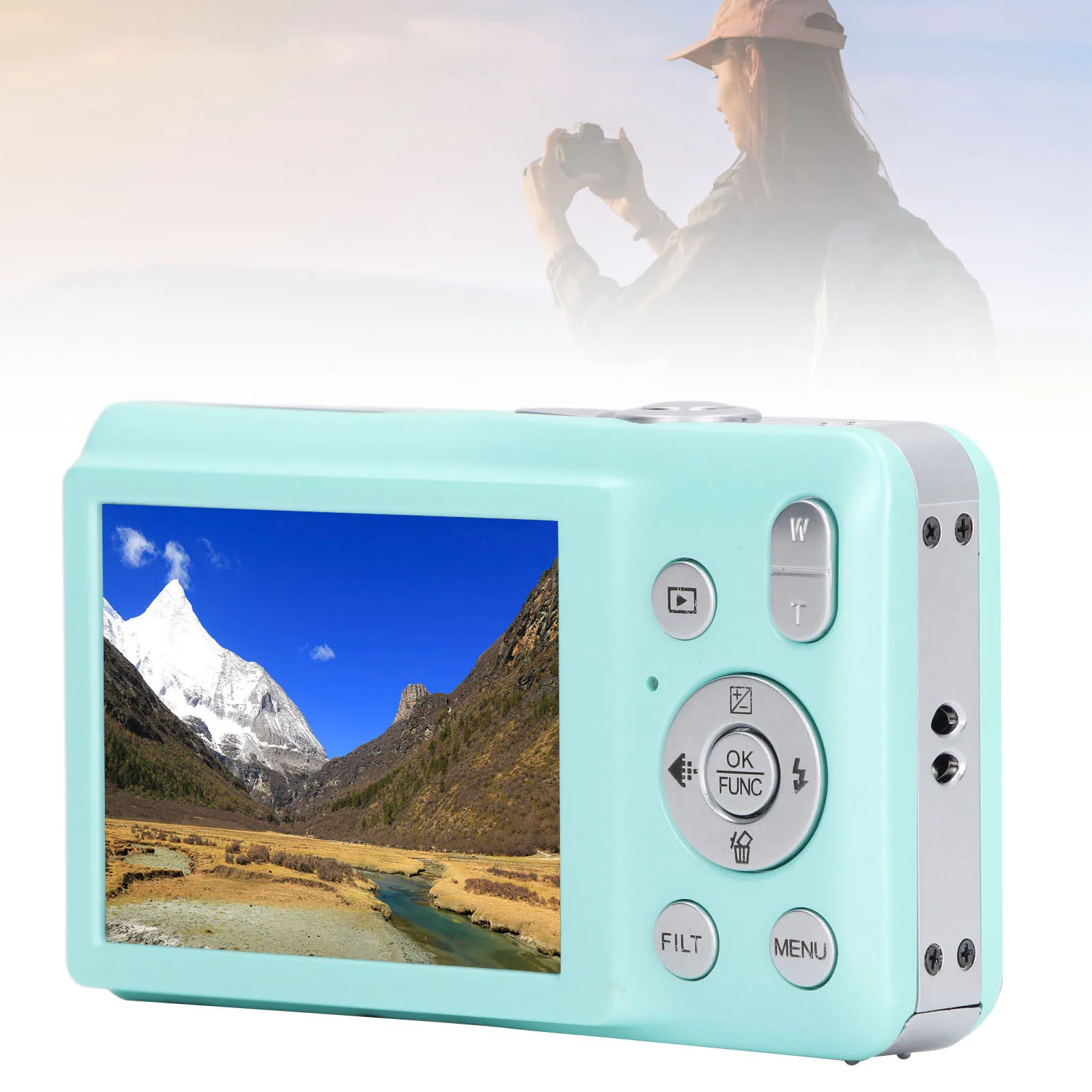 Vlog Camera Digital Camera HD 68MP 2.7in Screen 16X Zoom Timer Shoot Beauty Filter Video Recording Compact Digital Camera