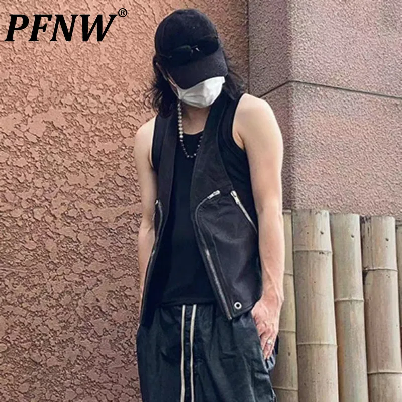 PFNW Functional Vest Men's Wear Summer New Trendy Sleeveless Coat Black 2024 Dark Style Men's Tank Top Personalized 9D0101