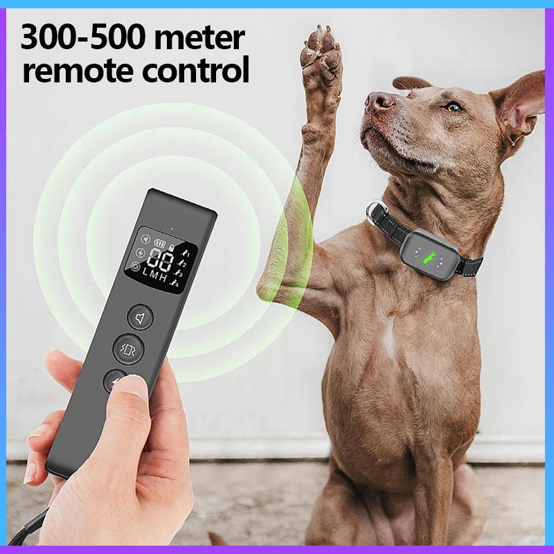 

500m Electric Dog Training Collar Remote Control Rechargeable Bark Stopper Effective Stop Barking IP67 Waterproof Collar For Dog