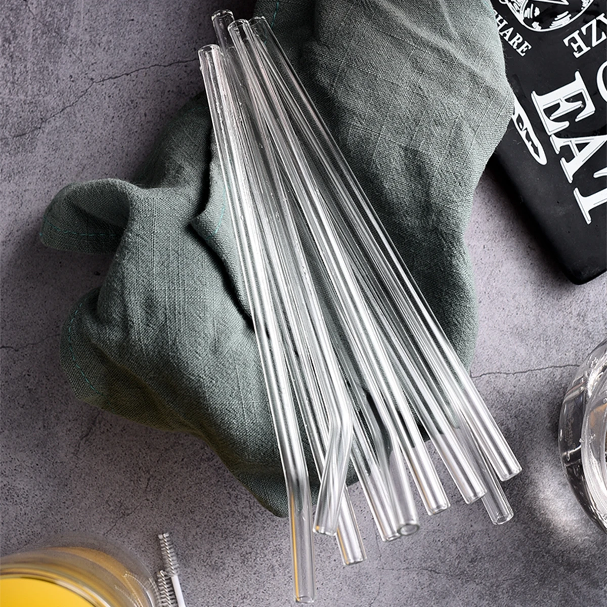 Reusable Eco Friendly Drinking Straws Glass Straws for Smoothies Cocktails Bar Accessories Bar Drinkware Straw with Brush