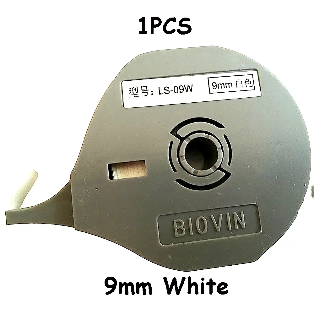 

1PCS Tape Cassette LS-09W 9mm White Label For BIOVIN TUBE PRIMER Electronic Engraving Machine S700E S650 S680 Label Typewriter