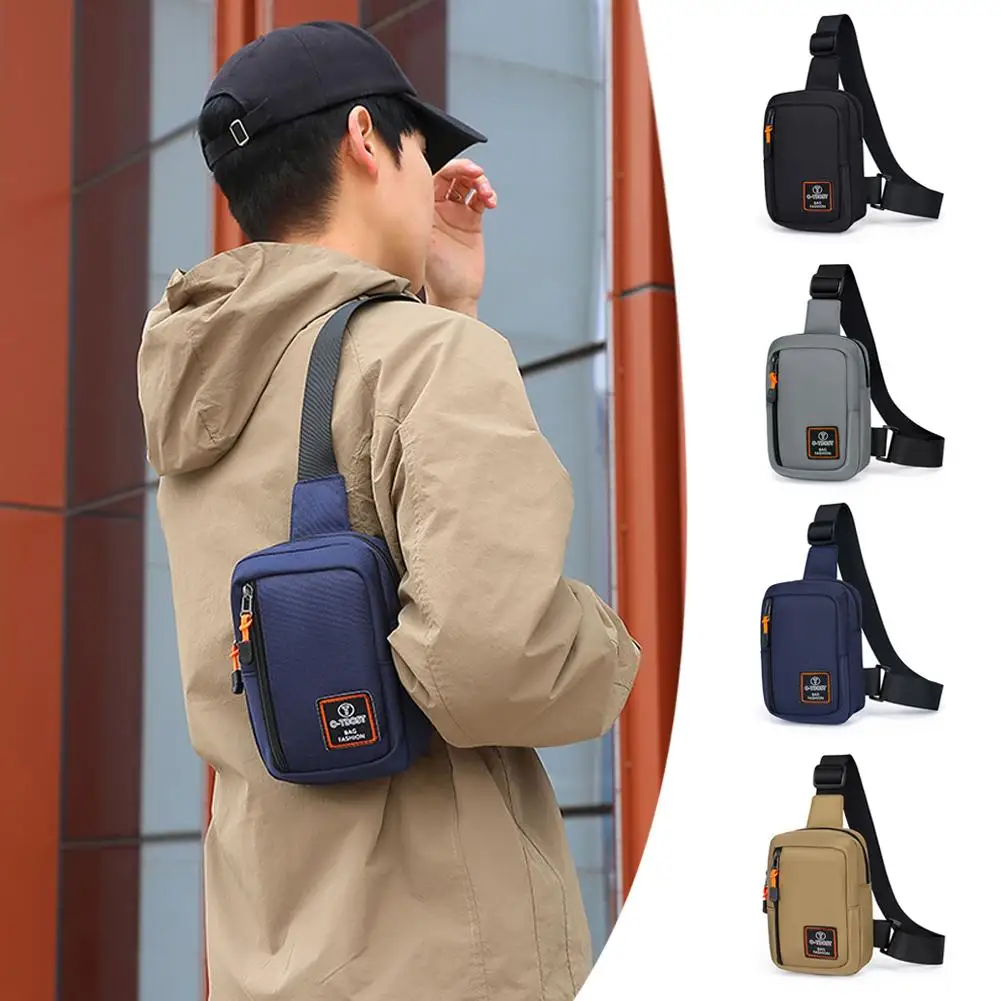 Breast Bag Men's Oxford Cloth Phone Bag Multi-Layer Fashion Crossbody Strap Detachable Bag Storage Bag Adjustable And Shoul N3O9