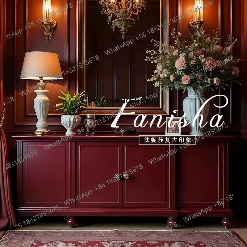

French light luxury TV retro engraved American locker living room against the wall