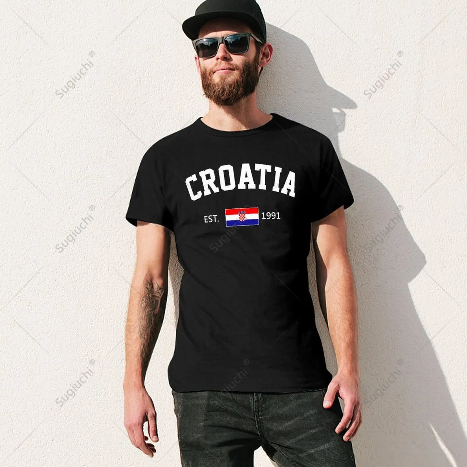 Unisex Men Croatia EST.1991 Independence Day Tshirt Tees T Shirts Women Boys 100% Cotton T-Shirt