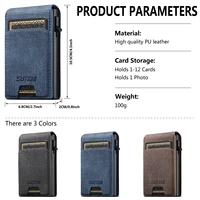 Push-out Card High Quality Faux Leather Card Holder Wallet Holder Large Capacity Can Hold 1-12 Cards 1 Photo Black/Brown/Blue 2