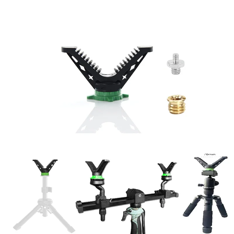 360° Rotatable Portable V Yoke Rest Top with 1/4 Thread for Monopod Bipod Tripod Outdoor Camera Mount Tripod,Toy Gun Accessories