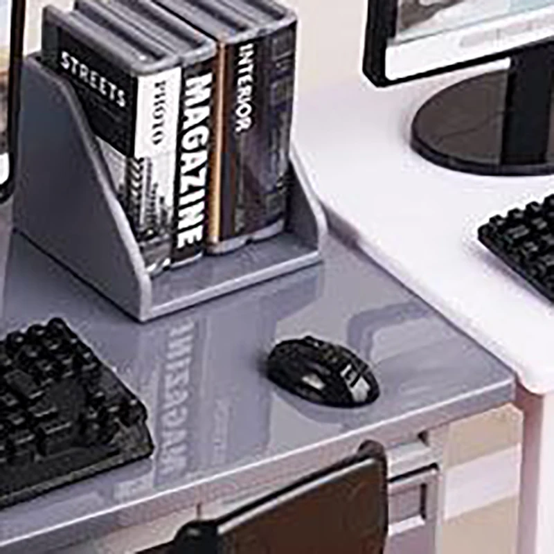 1세트 인형집 미니어처 장난감 모델 액세서리 가구 장식 1/12 컴퓨터 키보드 책상 의자 키트 미니 소품