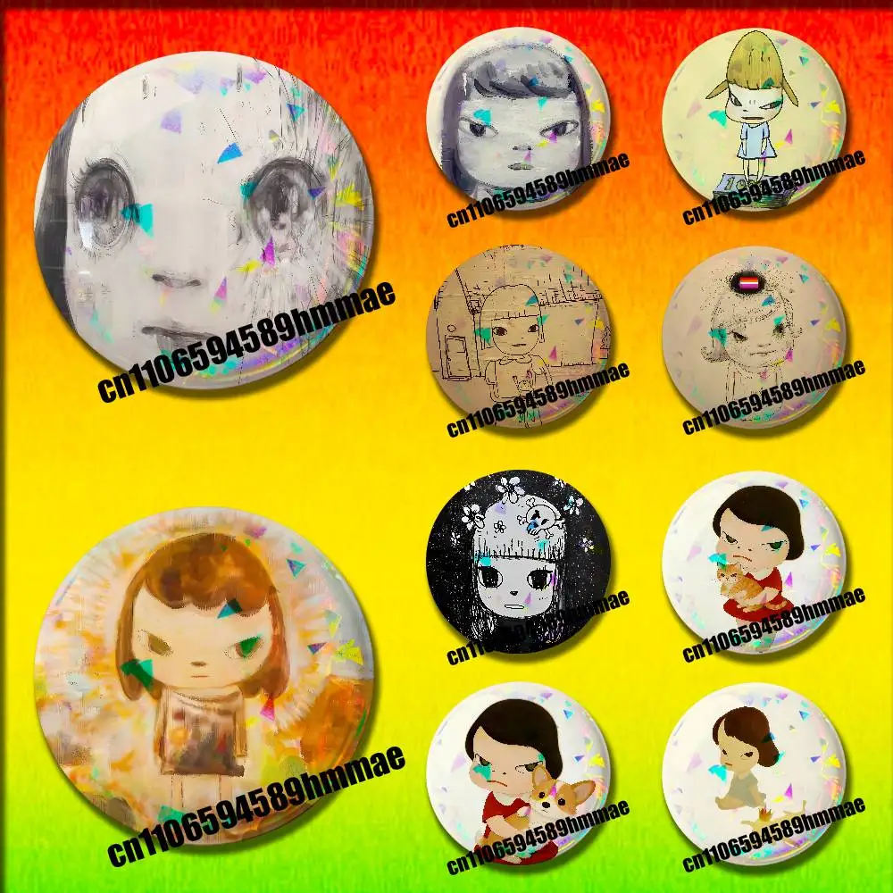 

For Cute Yoshitomo Nara Round Pins Insignia Badge Cover Ornament 58mm 32mm Brooch Button Cosplay