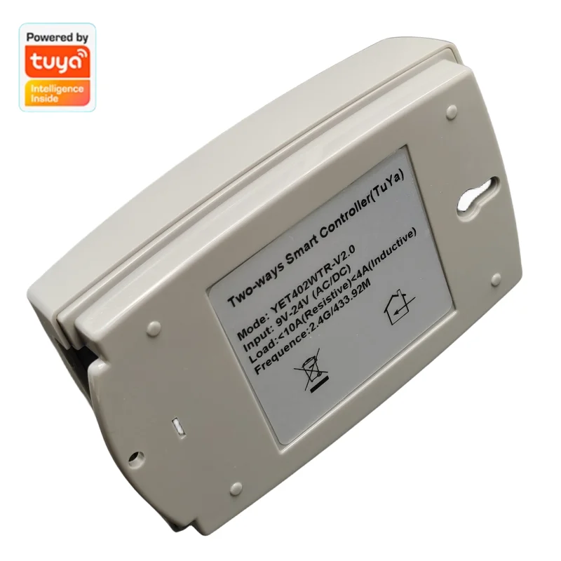 Tuya Inteligente Controle Remoto WiFi Módulo Interruptor Sem Fio, 2CH Polegadas, Auto-Locking, RF 433 Receptor, 10A