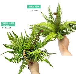 Artificial fern leaves, ferns, Persian grass plants, wall greening materials, DIY landscaping for home, hotel, and office