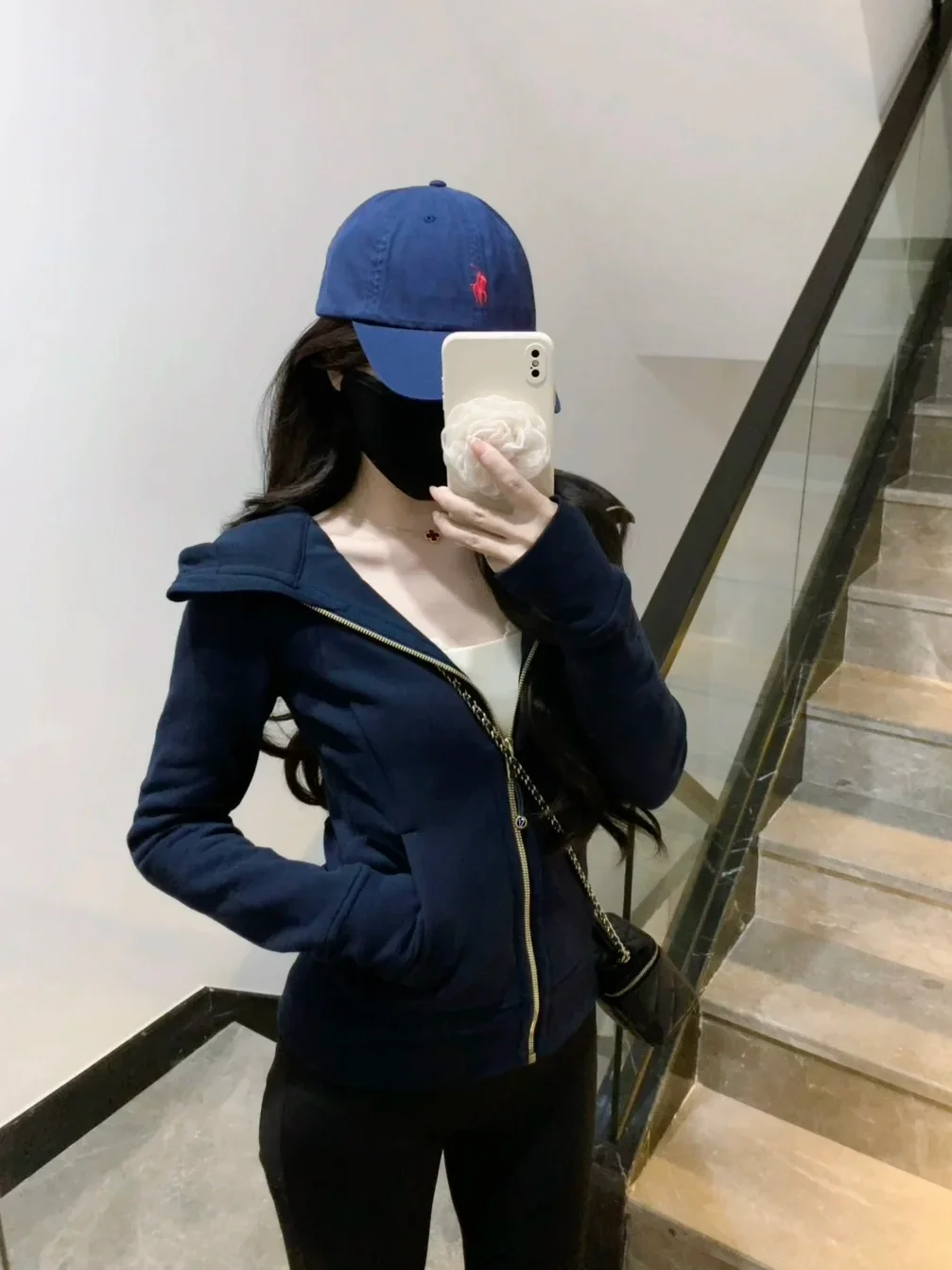 LULU FLORA Sudadera con capucha con cremallera dorada para mujer, forro polar cálido para otoño e invierno, espessa, ajustada, deportiva, informal, para senderismo