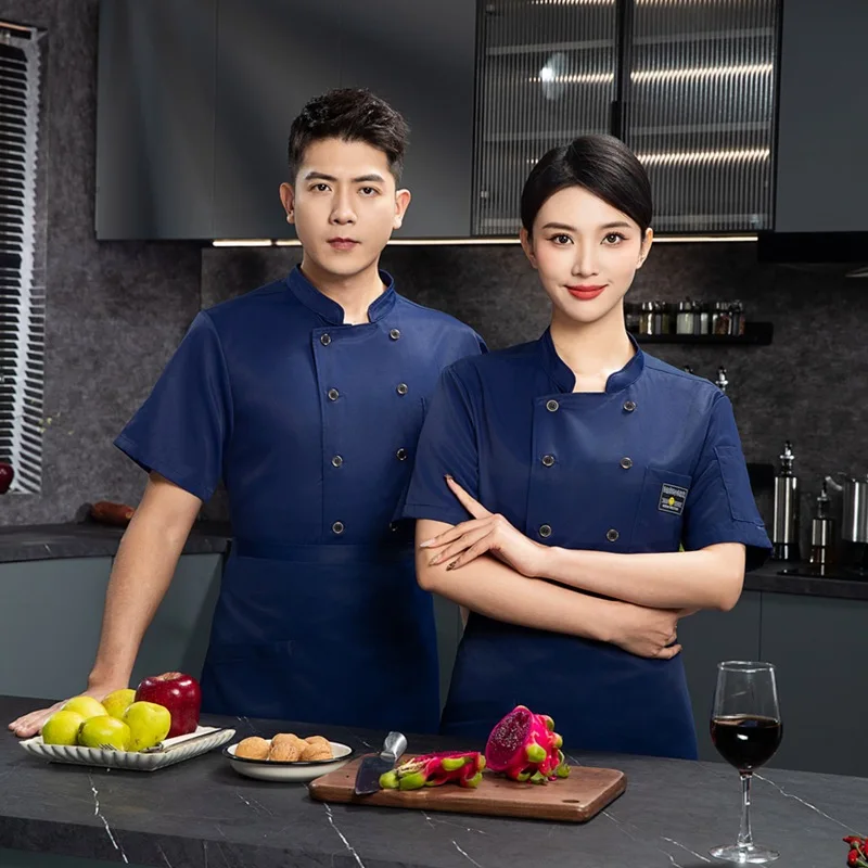 Chef Sommer Kurzarm Arbeitsuniform Restaurant Kantine Küche Dünnes Arbeitshemd Western Restaurant Konditorei Mitarbeiter Top