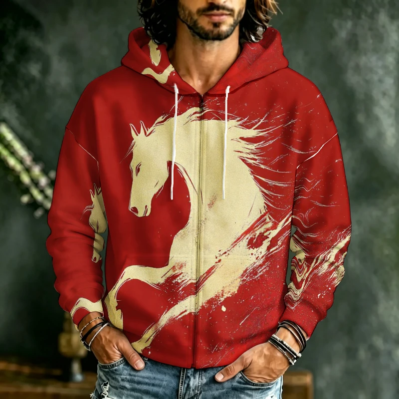3D Printing Output - Men Zip Hooded Sweatshirt 3D Beast
