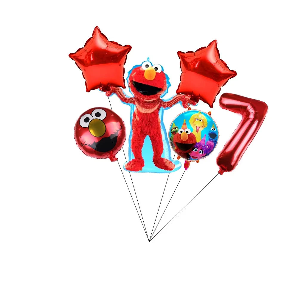Geburtstagsballon-Partydekoration, Sesamstraßen-Thema, Teller, Kuchenaufsätze, Banner für Kindergeburtstag, Partyzubehör, Babyparty – Detail 2